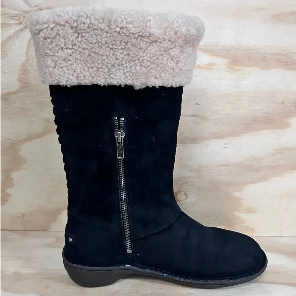UGG Australia - Karyn Cuff Sheepskin - Boots - Black - Women's - 7 - S/N 1005449